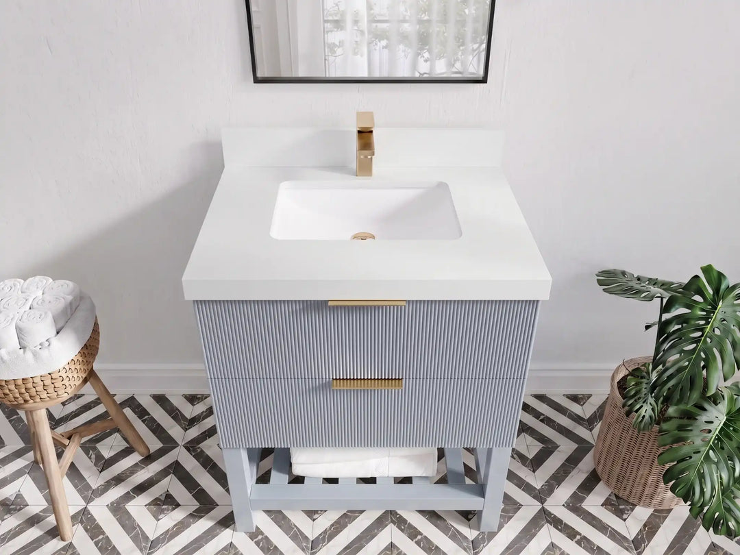 Catalina 30 in W x 22 in D Free Standing Reeded Single Sink Bathroom Vanity | 
              
                Blue Heather
                
                  
             - CAT_BLU_WHQZ_30 - photo №35