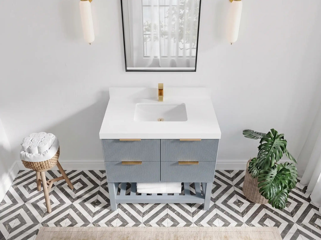Catalina 36 in. W x 22 in. D Center Sink Bathroom Vanity | 
              
                Blue Heather
                
                  
             - CAT_BLU_WHQZ_36 - photo №8