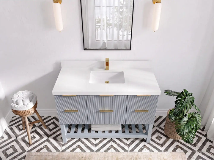 Catalina 48 in W x 22 in D Free Standing Reeded Single Sink Bathroom Vanity - photo 5