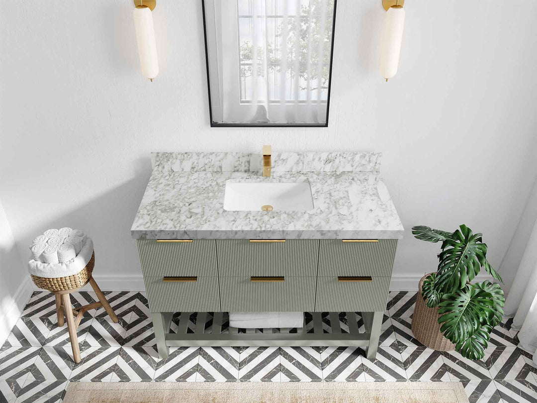 Catalina 48 in W x 22 in D Free Standing Reeded Single Sink Bathroom Vanity