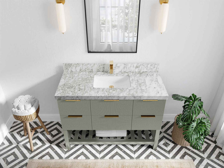 Catalina 48 in W x 22 in D Free Standing Reeded Single Sink Bathroom Vanity - photo 7