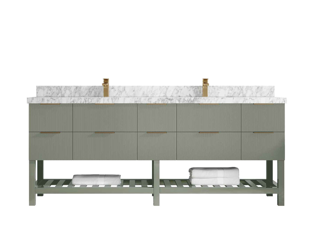 Catalina 84 in W x 22 in D Free Standing Reeded Double Sink Bathroom Vanity