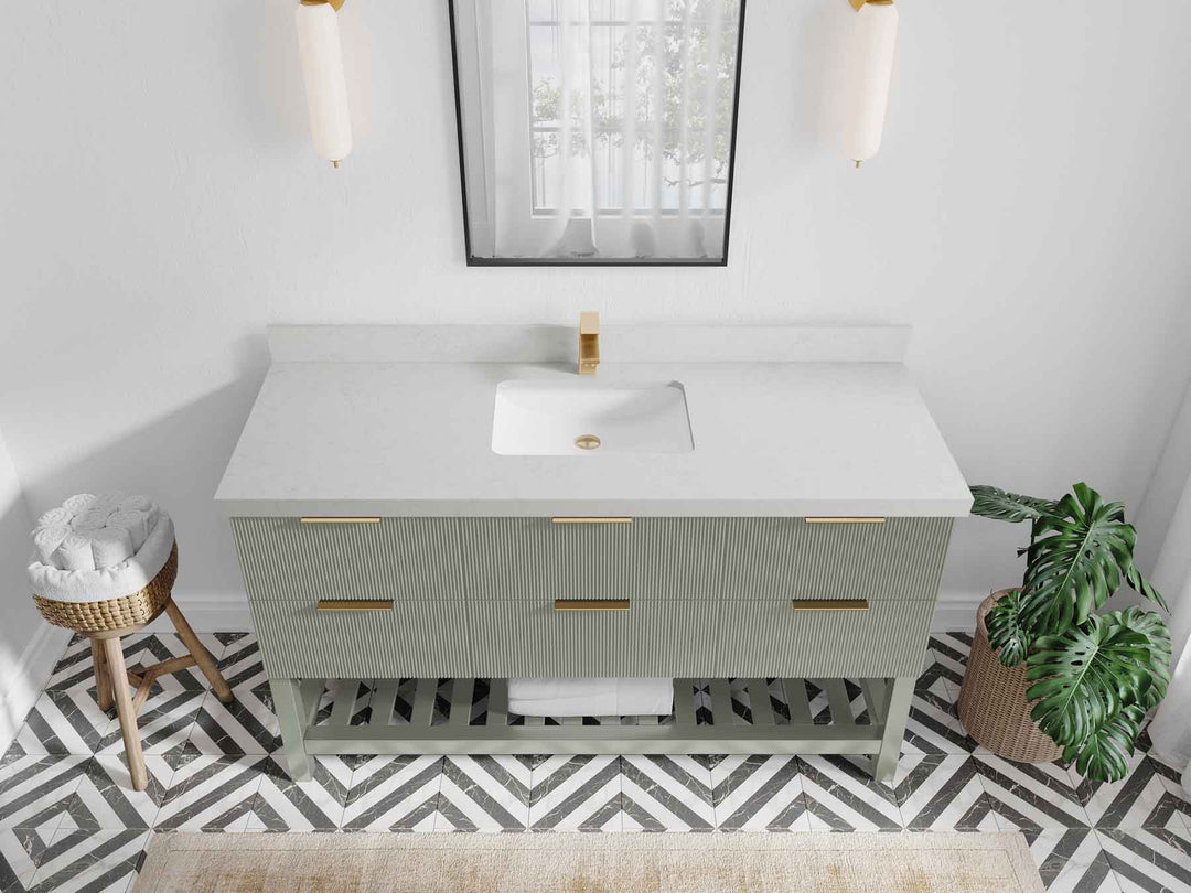 Catalina 60 in W x 22 in D Free Standing Reeded Single Sink Bathroom Vanity
