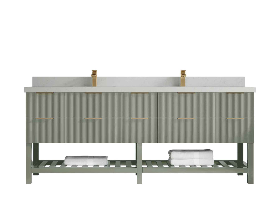Catalina 84 in W x 22 in D Free Standing Reeded Double Sink Bathroom Vanity
