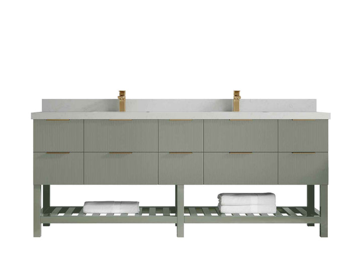 Catalina 84 in W x 22 in D Free Standing Reeded Double Sink Bathroom Vanity - photo 10