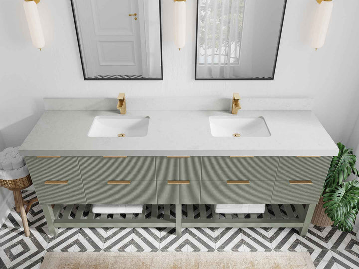 Catalina 84 in W x 22 in D Free Standing Reeded Double Sink Bathroom Vanity - photo 9