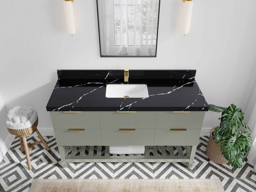 Catalina 60 in W x 22 in D Free Standing Reeded Single Sink Bathroom Vanity