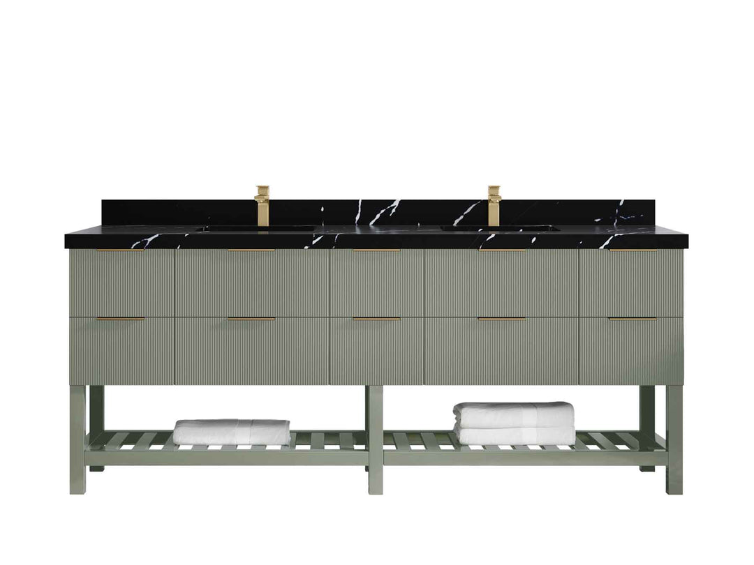 Catalina 84 in W x 22 in D Free Standing Reeded Double Sink Bathroom Vanity