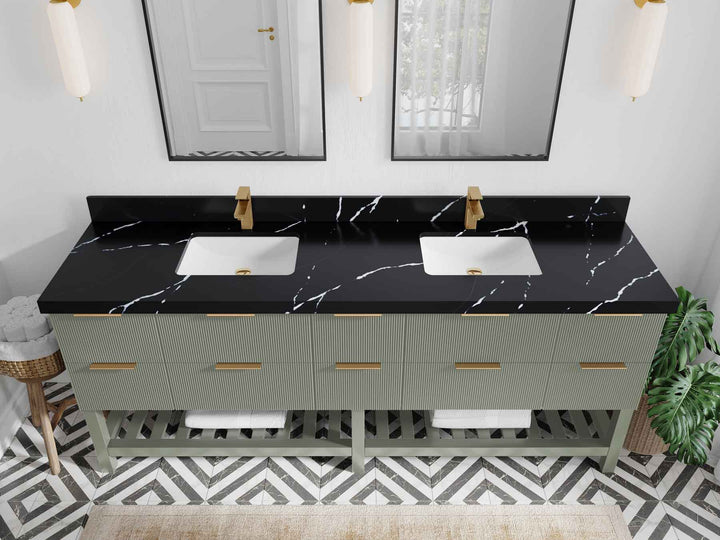 Catalina 84 in W x 22 in D Free Standing Reeded Double Sink Bathroom Vanity - photo 11