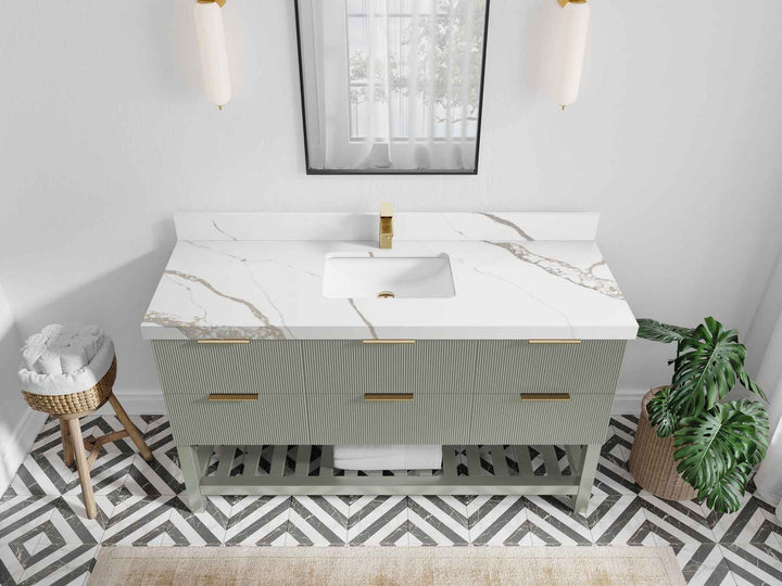 Catalina 60 in W x 22 in D Free Standing Reeded Single Sink Bathroom Vanity - photo 13
