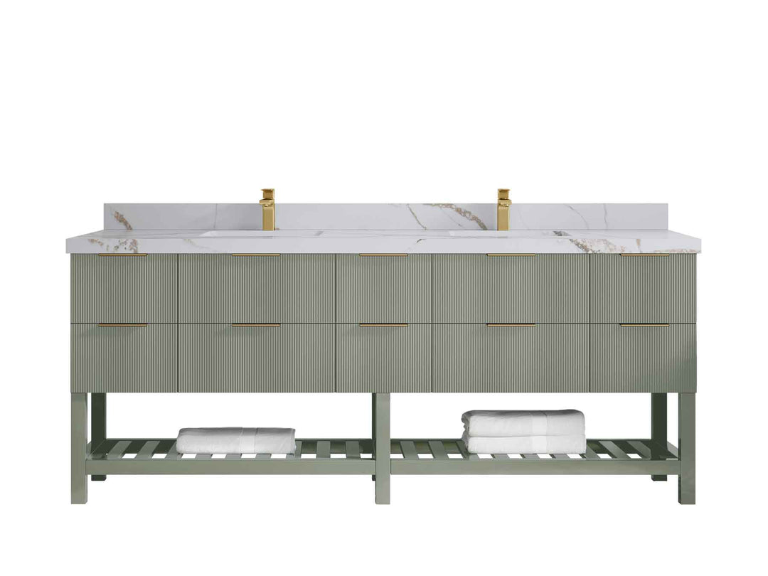 Catalina 84 in W x 22 in D Free Standing Reeded Double Sink Bathroom Vanity