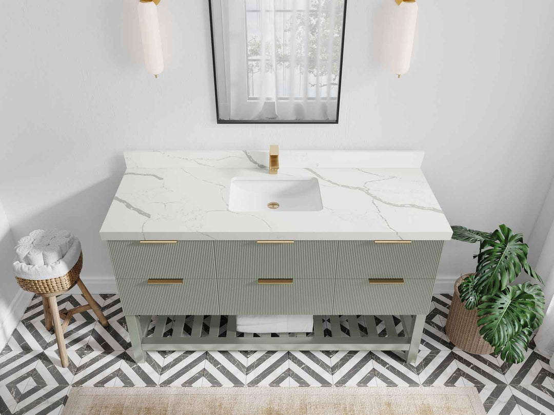 Catalina 60 in W x 22 in D Free Standing Reeded Single Sink Bathroom Vanity