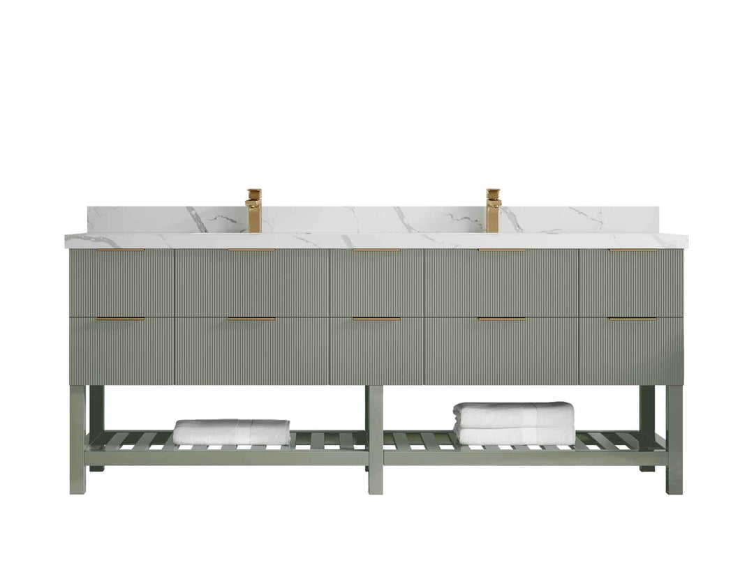 Catalina 84 in W x 22 in D Free Standing Reeded Double Sink Bathroom Vanity
