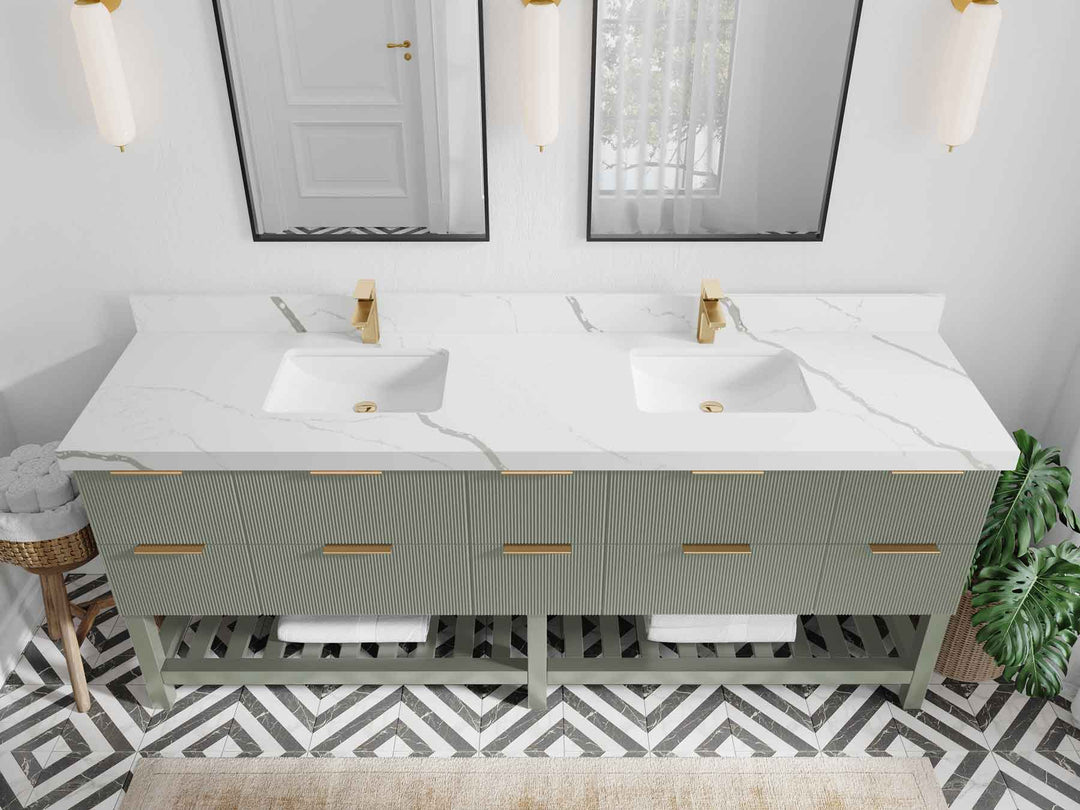 Catalina 84 in W x 22 in D Free Standing Reeded Double Sink Bathroom Vanity