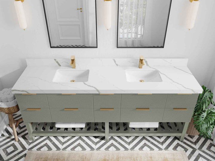 Catalina 84 in W x 22 in D Free Standing Reeded Double Sink Bathroom Vanity - photo 15
