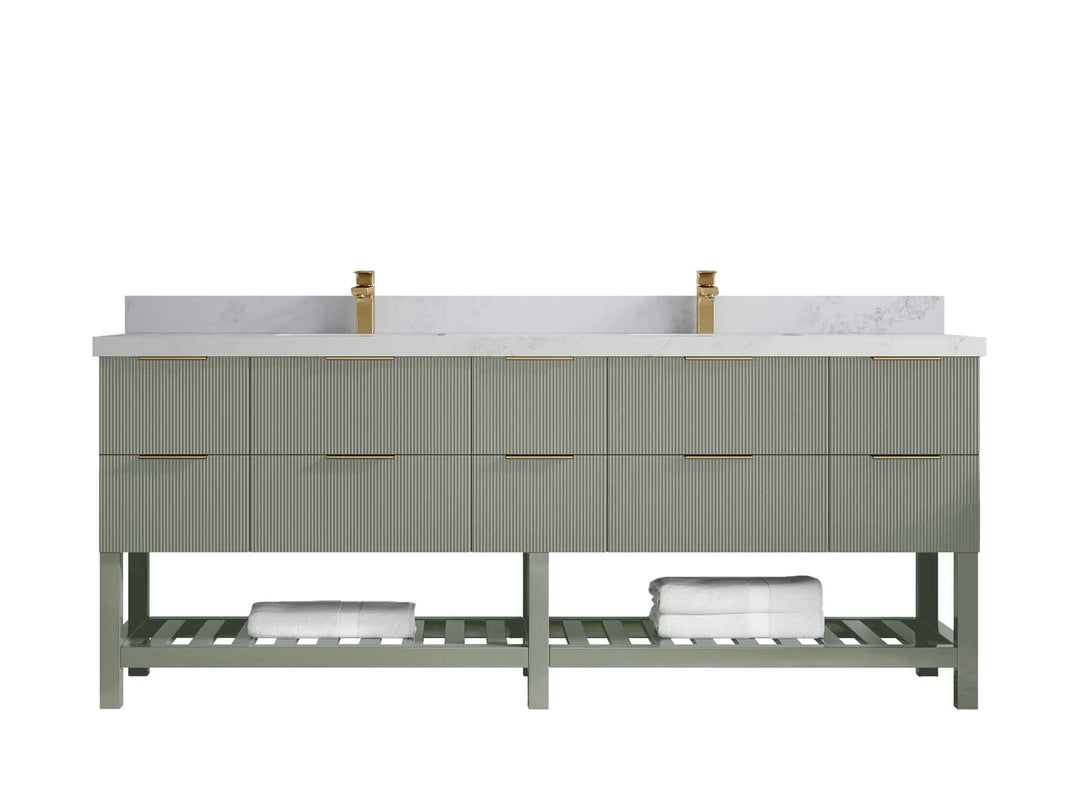 Catalina 84 in W x 22 in D Free Standing Reeded Double Sink Bathroom Vanity