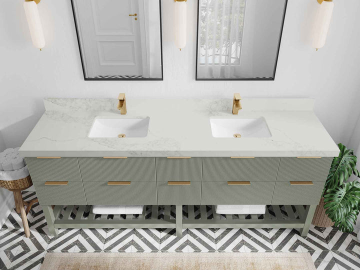 Catalina 84 in W x 22 in D Free Standing Reeded Double Sink Bathroom Vanity - photo 17
