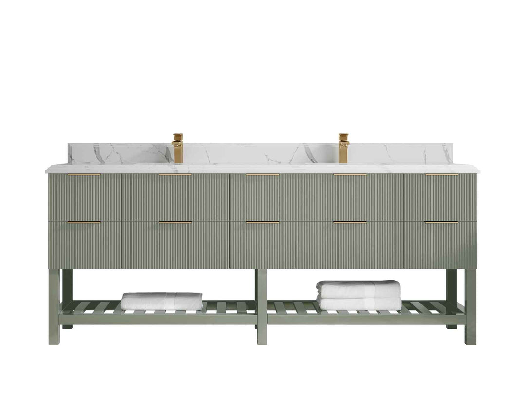 Catalina 84 in W x 22 in D Free Standing Reeded Double Sink Bathroom Vanity