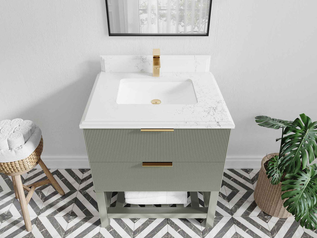 Catalina 30 in W x 22 in D Free Standing Reeded Single Sink Bathroom Vanity