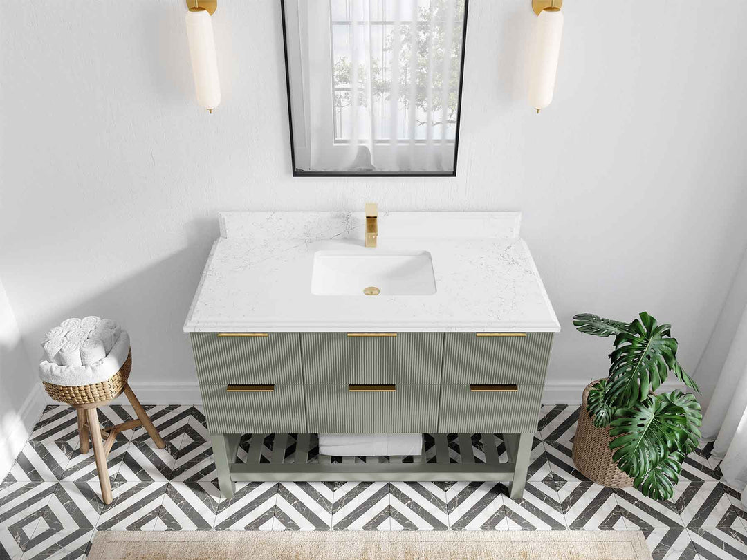 Catalina 48 in W x 22 in D Free Standing Reeded Single Sink Bathroom Vanity
