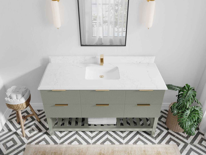 Catalina 60 in W x 22 in D Free Standing Reeded Single Sink Bathroom Vanity - photo 21