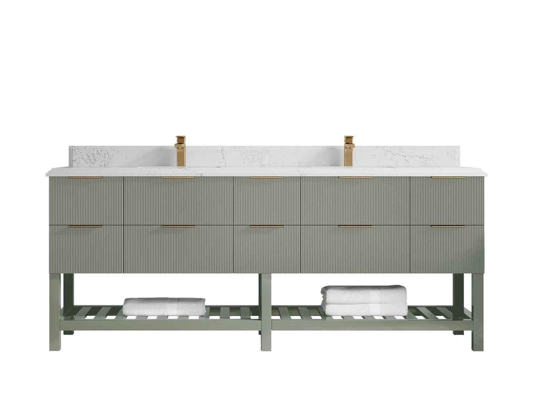 Catalina 84 in W x 22 in D Free Standing Reeded Double Sink Bathroom Vanity