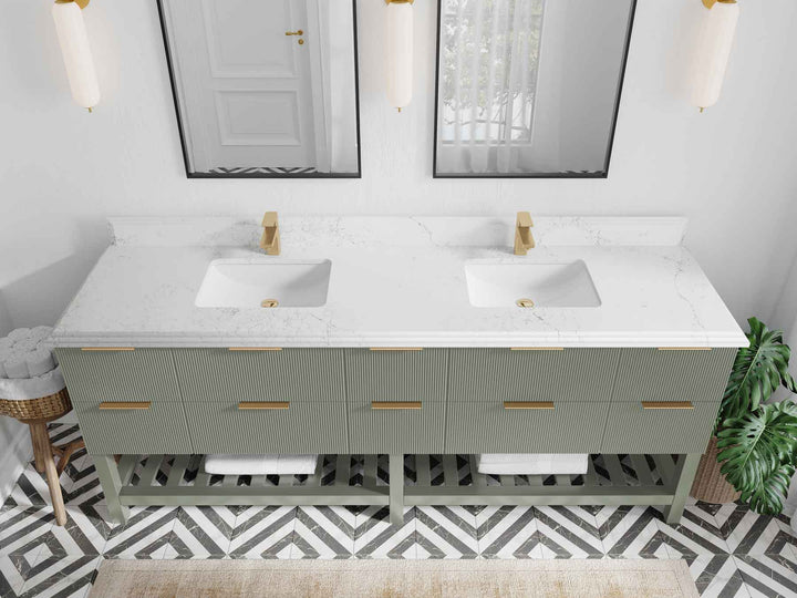 Catalina 84 in W x 22 in D Free Standing Reeded Double Sink Bathroom Vanity - photo 25