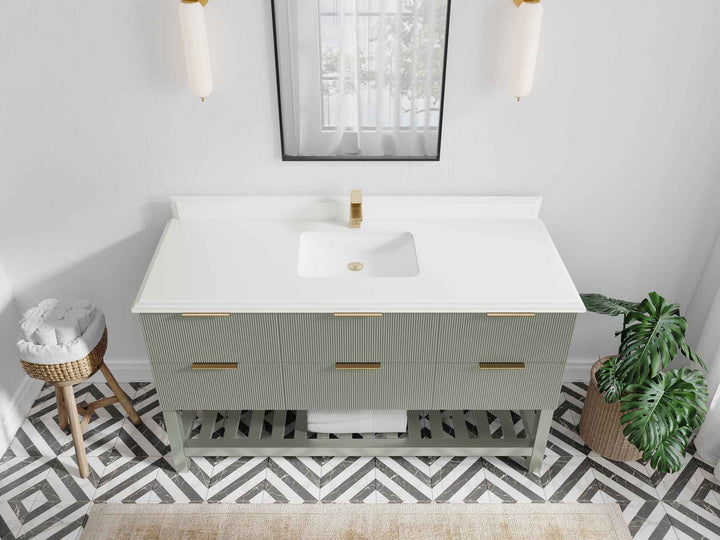 Catalina 60 in W x 22 in D Free Standing Reeded Single Sink Bathroom Vanity - photo 23