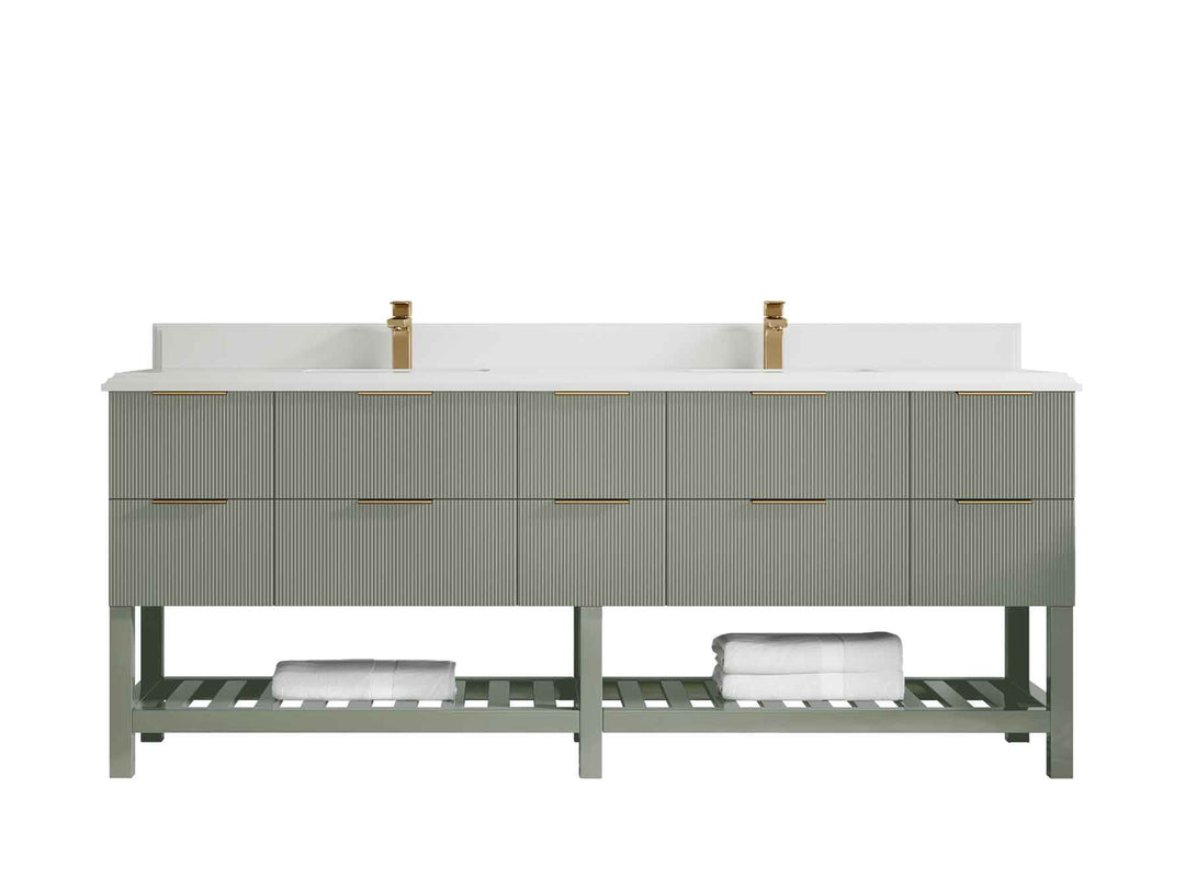 Catalina 84 in W x 22 in D Free Standing Reeded Double Sink Bathroom Vanity