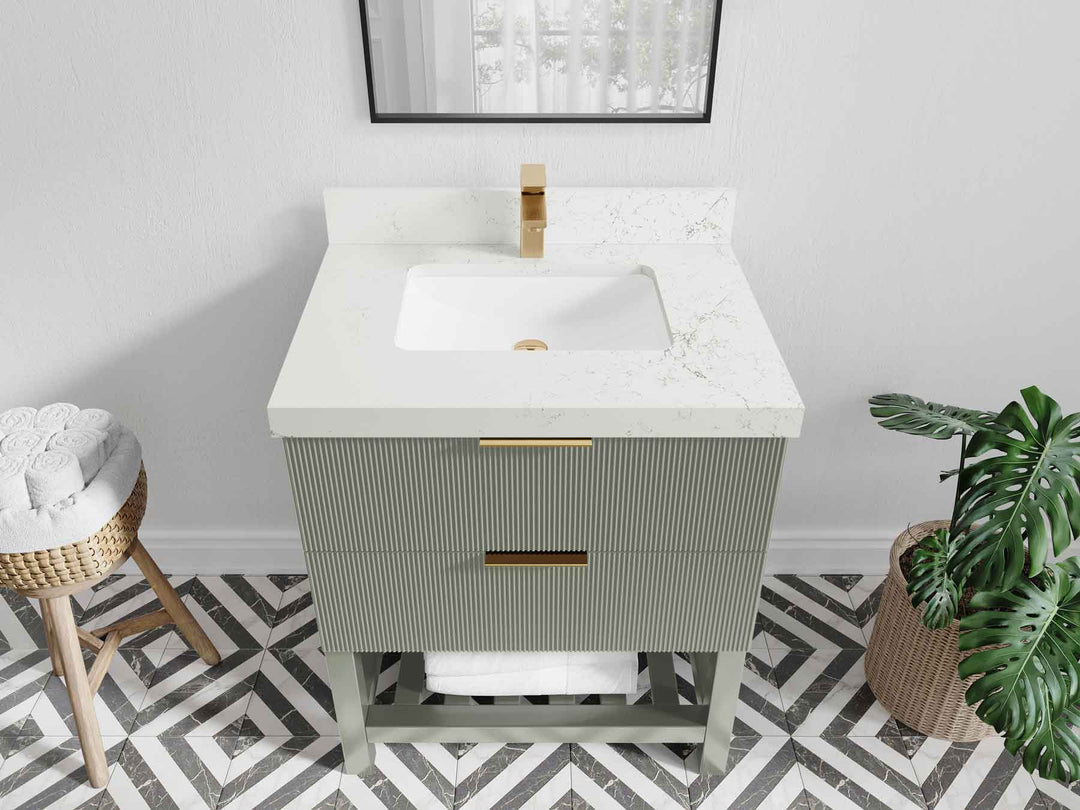 Catalina 30 in W x 22 in D Free Standing Reeded Single Sink Bathroom Vanity