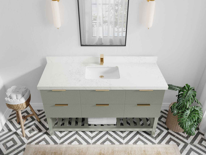 Catalina 60 in W x 22 in D Free Standing Reeded Single Sink Bathroom Vanity - photo 25