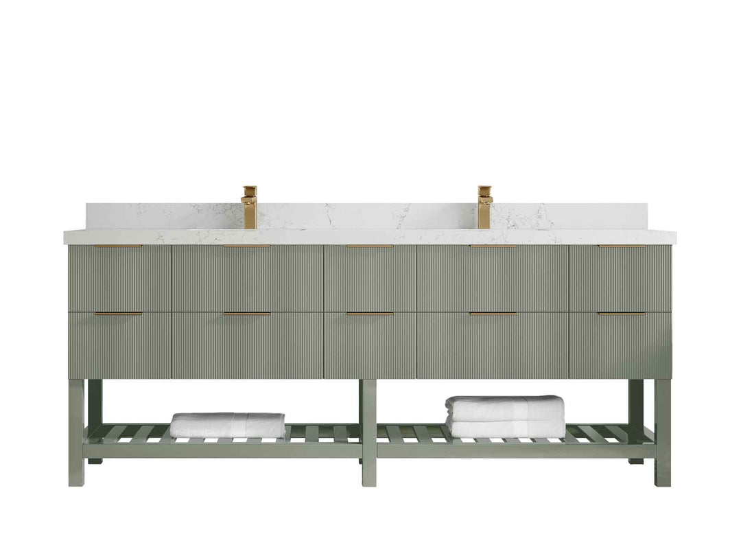 Catalina 84 in W x 22 in D Free Standing Reeded Double Sink Bathroom Vanity