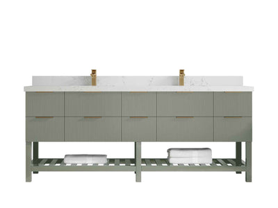 Catalina 84 in W x 22 in D Free Standing Reeded Double Sink Bathroom Vanity