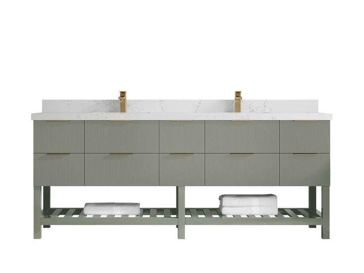 Catalina 84 in W x 22 in D Free Standing Reeded Double Sink Bathroom Vanity - photo 30