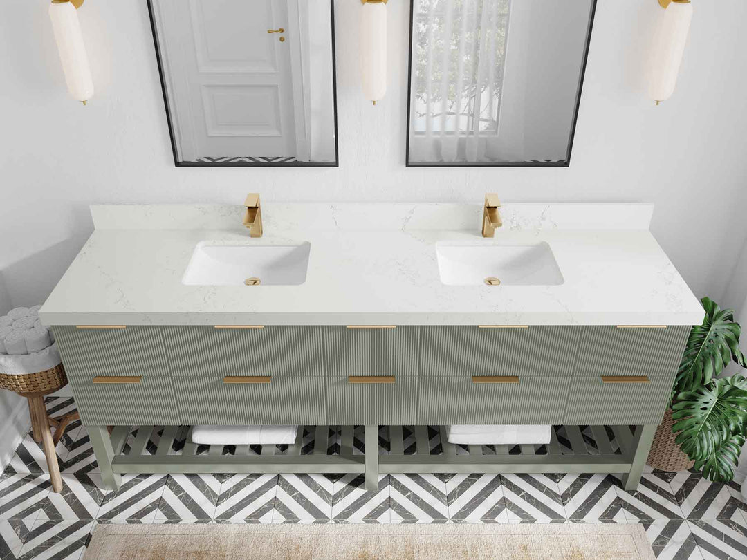Catalina 84 in W x 22 in D Free Standing Reeded Double Sink Bathroom Vanity
