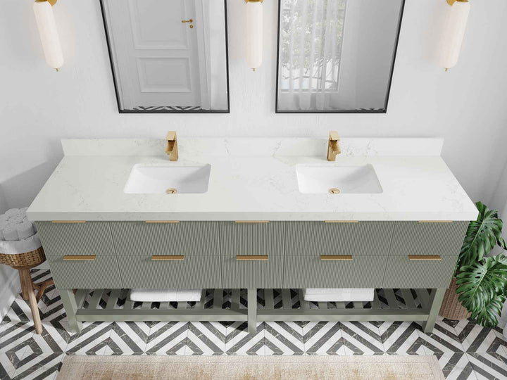 Catalina 84 in W x 22 in D Free Standing Reeded Double Sink Bathroom Vanity - photo 29