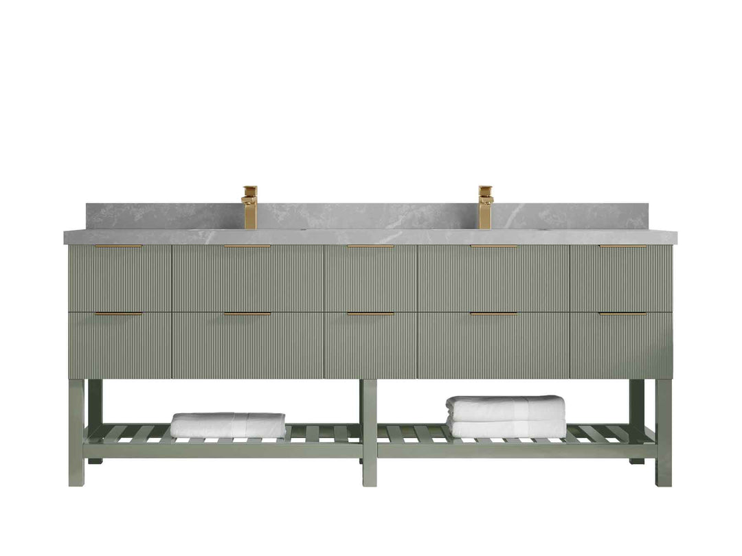 Catalina 84 in W x 22 in D Free Standing Reeded Double Sink Bathroom Vanity