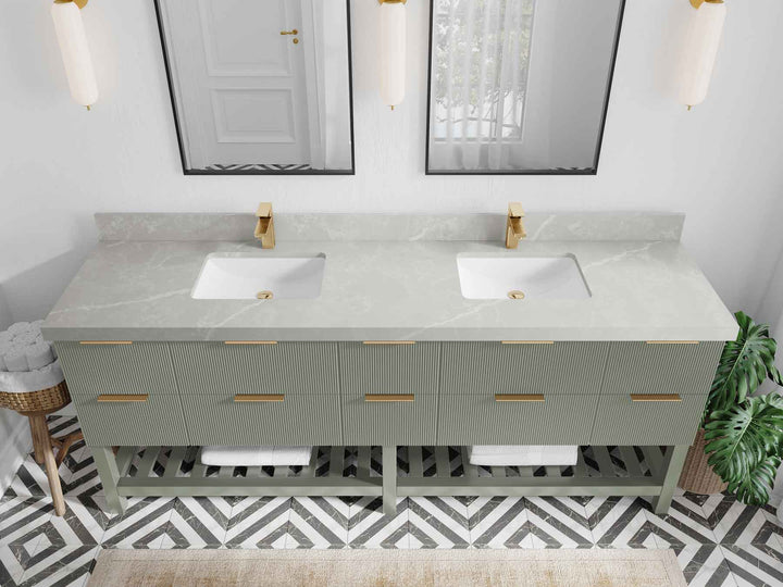 Catalina 84 in W x 22 in D Free Standing Reeded Double Sink Bathroom Vanity - photo 31