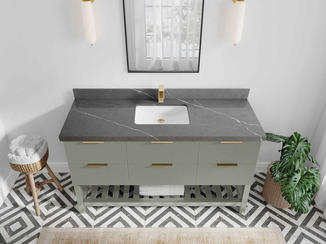 Catalina 60 in W x 22 in D Free Standing Reeded Single Sink Bathroom Vanity