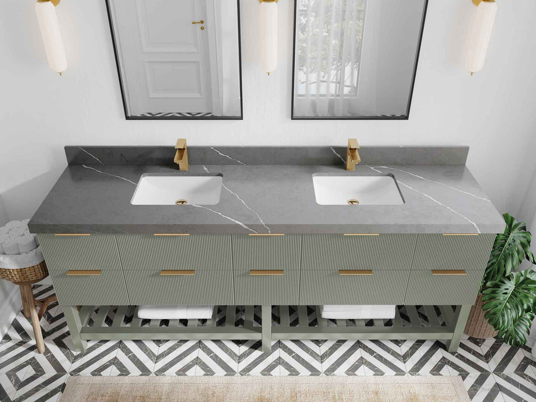 Catalina 84 in W x 22 in D Free Standing Reeded Double Sink Bathroom Vanity