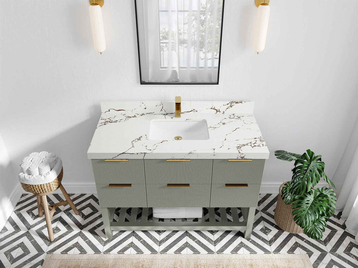 Catalina 48 in W x 22 in D Free Standing Reeded Single Sink Bathroom Vanity - photo 33