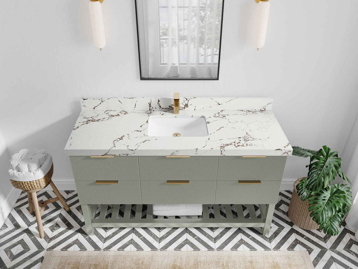 Catalina 60 in W x 22 in D Free Standing Reeded Single Sink Bathroom Vanity - photo 31