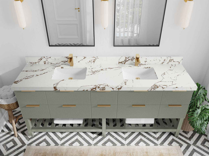 Catalina 84 in W x 22 in D Free Standing Reeded Double Sink Bathroom Vanity - photo 35