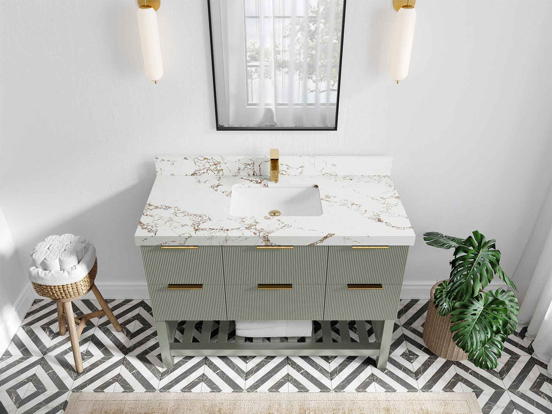 Catalina 48 in W x 22 in D Free Standing Reeded Single Sink Bathroom Vanity
