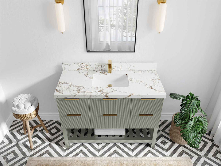 Catalina 48 in W x 22 in D Free Standing Reeded Single Sink Bathroom Vanity - photo 35