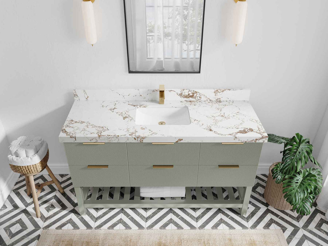 Catalina 60 in W x 22 in D Free Standing Reeded Single Sink Bathroom Vanity