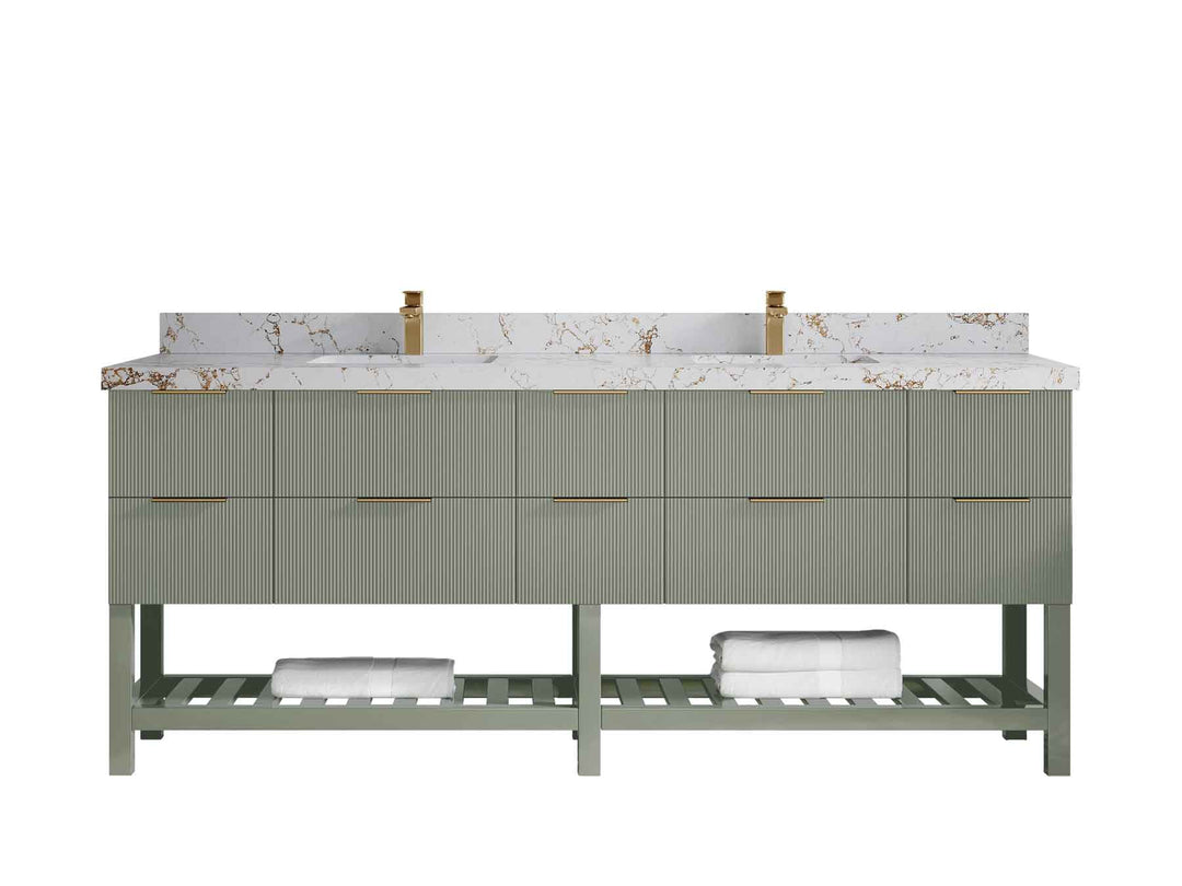 Catalina 84 in W x 22 in D Free Standing Reeded Double Sink Bathroom Vanity
