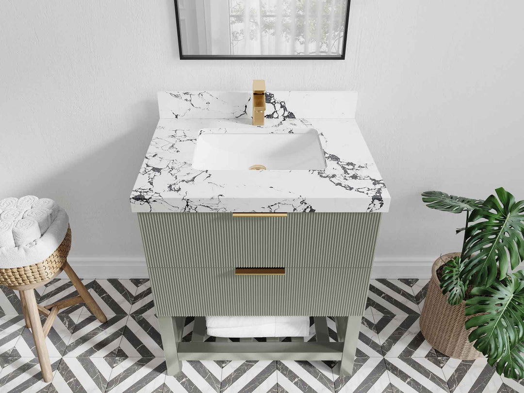 Catalina 30 in W x 22 in D Free Standing Reeded Single Sink Bathroom Vanity