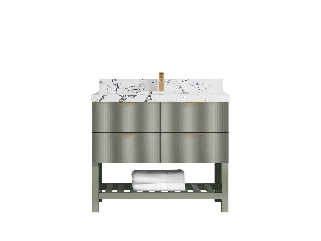 Catalina 48 in W x 22 in D Free Standing Reeded Single Sink Bathroom Vanity