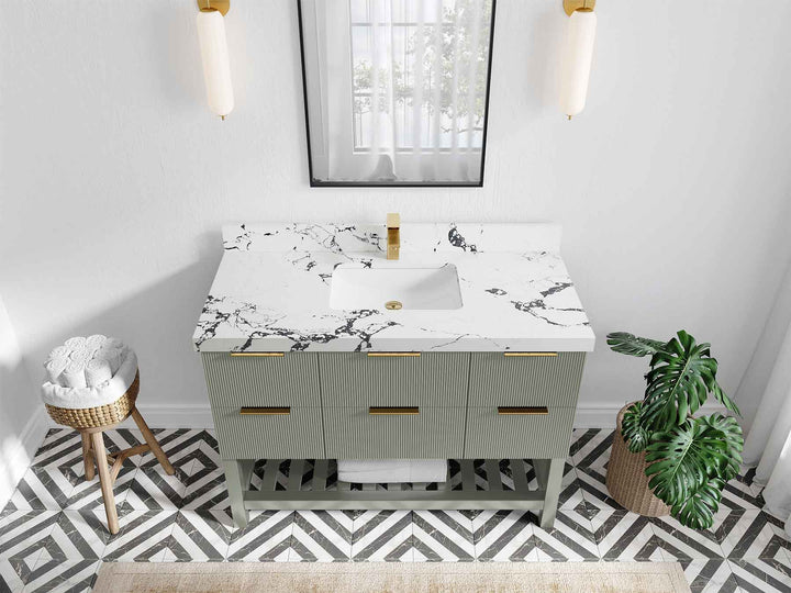 Catalina 48 in W x 22 in D Free Standing Reeded Single Sink Bathroom Vanity - photo 37